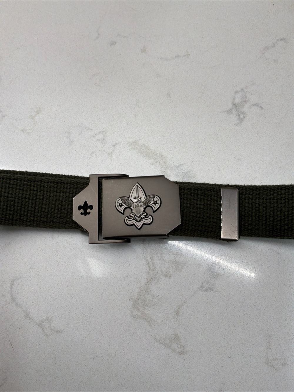 Boy Scouts of America BSA Green Canvas Webbing Belt Adjustable Metal Buckle XL